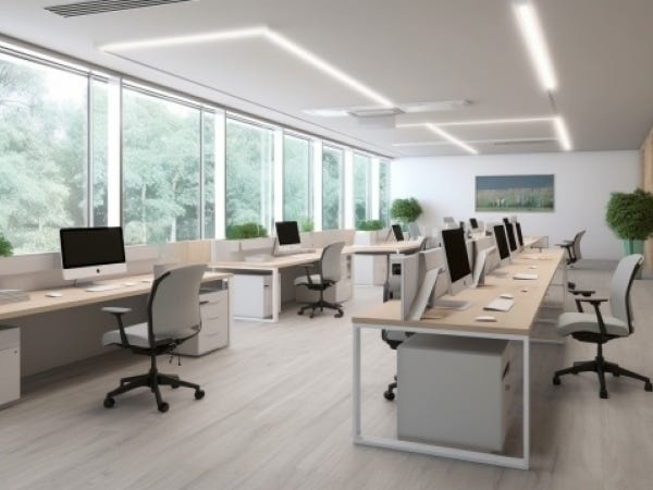 白を基調にしたオフィスです。お好きな席でお仕事ができます！