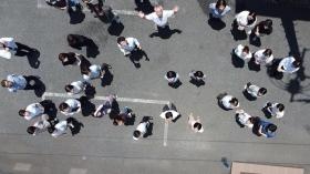 社屋前にて、ドローン撮影してみました。