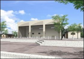 八戸市まつりんぐ広場と山車小屋：当社設計