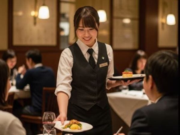 夕食会場での配膳・下げ膳がメインのお仕事です