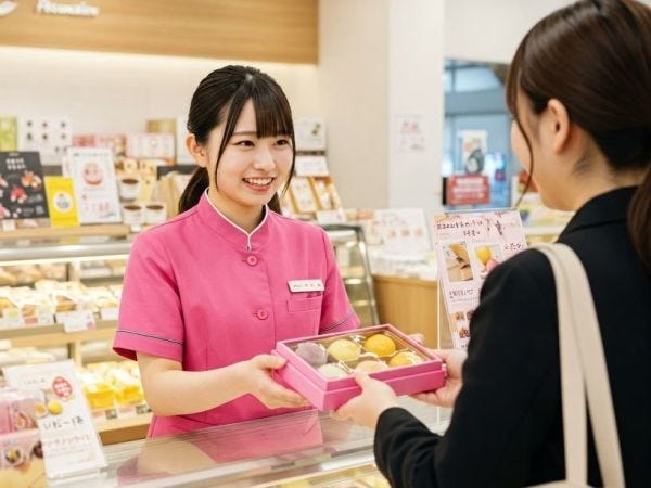 お土産の販売業務です。レジやお客様への商品お渡しも行っていただきます