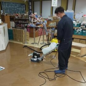 店舗フロアクリーニング、ワックス施工