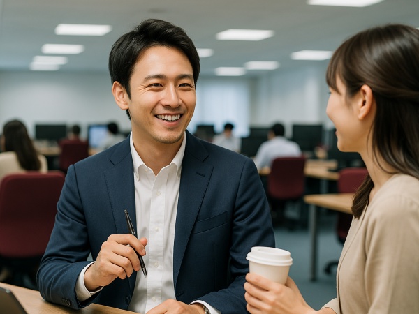 仕事の相談や情報共有は気軽に。上司や先輩とも距離が近く、風通しの良い雰囲気です。