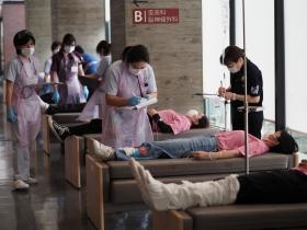 災害対応訓練の様子 災害時に備え、毎年訓練しています