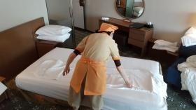 ホテル現場の客室清掃の風景です！