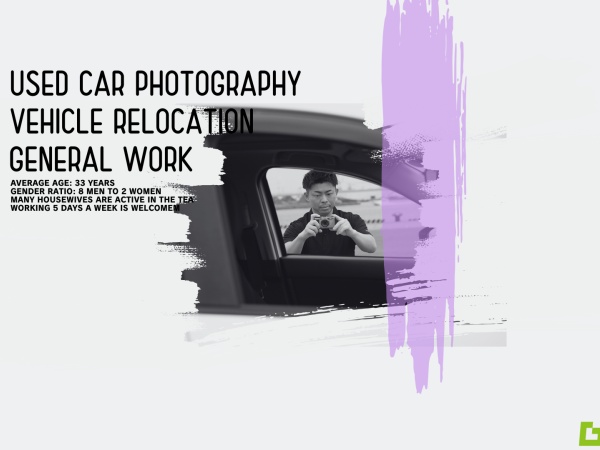 副業の中古車の写真撮影自動車の回送軽作業スタッフ・軽作業スタッフ・社会人デビュー（普通自動車免許・AT限定可）