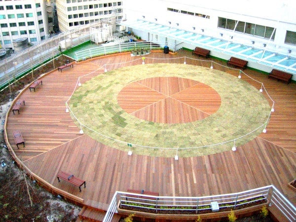 梅田阪神百貨店屋上緑化デッキ例