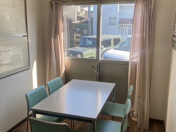 休憩室。自由に使える電子レンジや冷蔵庫もあります。時にはちょっとした会議にも使います。