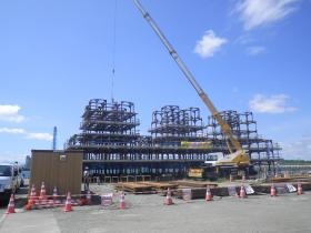 室蘭沖の海域に設置する大型構造物（魚礁）の製作状況