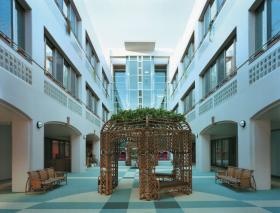 季節の花や光が溢れる中庭