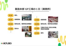 製造工場での１日の流れ