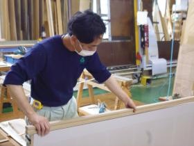 フラッシュ戸製作 作業風景