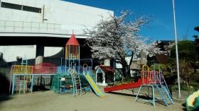 園庭には総合遊具、滑り台等があります。