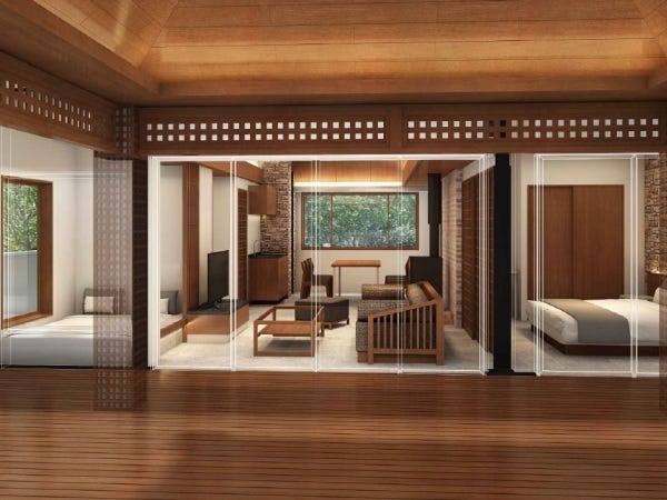 広いテラスやデイベッド等も備えた、ラグジュアリーな客室のグランピング・ホテルを新規開業予定！ お客様の楽しい思い出作りをお手伝いします♪