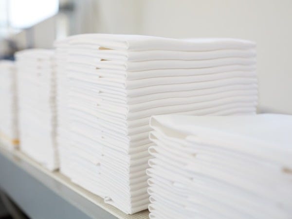 主にタオルやウエア、おしぼりなどをお洗濯いたします。