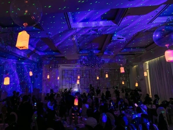 星空の中ランタンが飛んでいきます。特別な日をもっと特別に♪