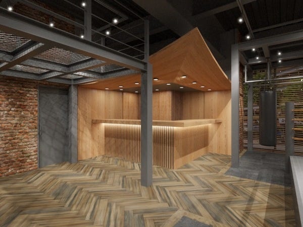 カウンターバーでお客様との会話も弾む楽しいジムにしたいです♪