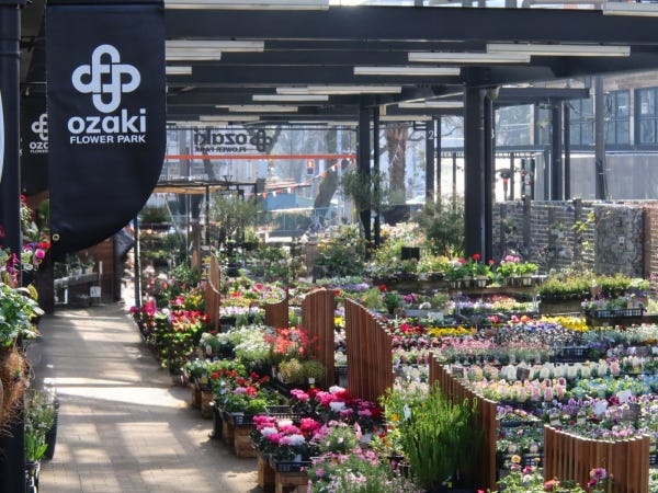 外売場の様子です。四季折々のお花でお客様をお迎えしています♪