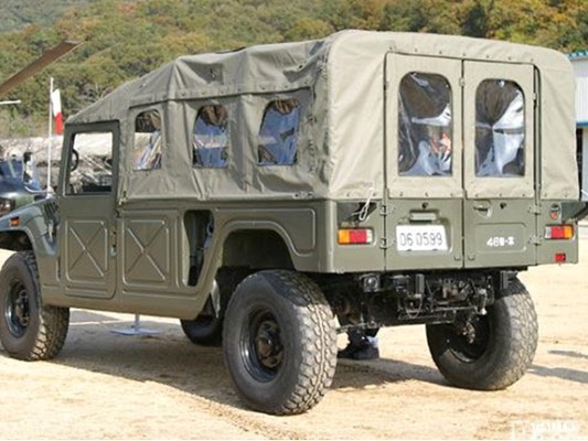 防衛省高機動車の幌（防衛省装備品を長年製造、防衛省指定工場）