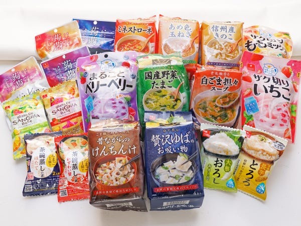 フリーズドライスープやお味噌汁、カップラーメンなどに使われる乾燥具材をはじめ、惣菜の素やお菓子など様々な商品を製造しています。