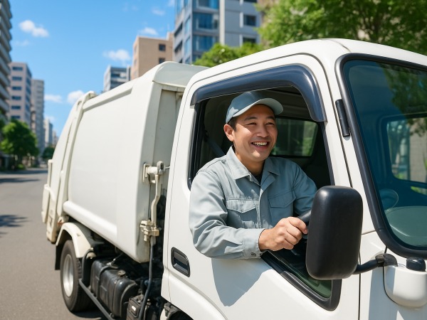 3tパッカー車でのルート回収のドライバー