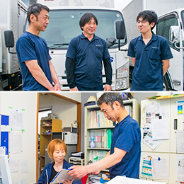 元々10年近くここでドライバーとして活躍していた女性社員もサポートしてくれます（現：総務・写真下）