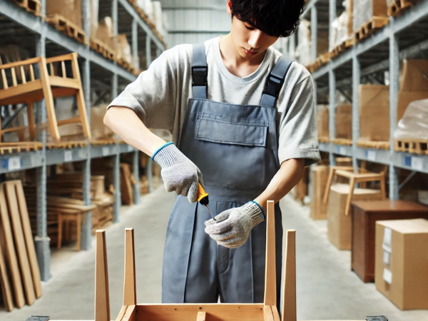 家具の部品の仕分け